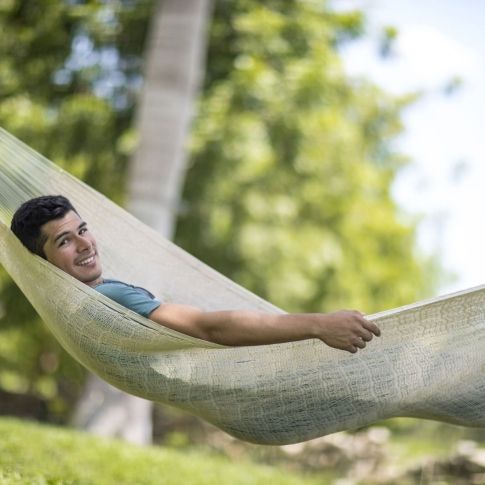 Hamac mexican net hamac Single grande natural alb by MacaMex MA-00110 color natur / beige