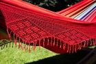 Brasil Comfort Verano cu margine macrame margine dublu hamac pânză dublu bumbac roșu by MacaMex MA-01052 color red