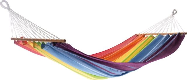 MISS BRASIL hammock with wooden spreader bar - rainbow by Jobek - Germany JO-25375-OLD color multicolor