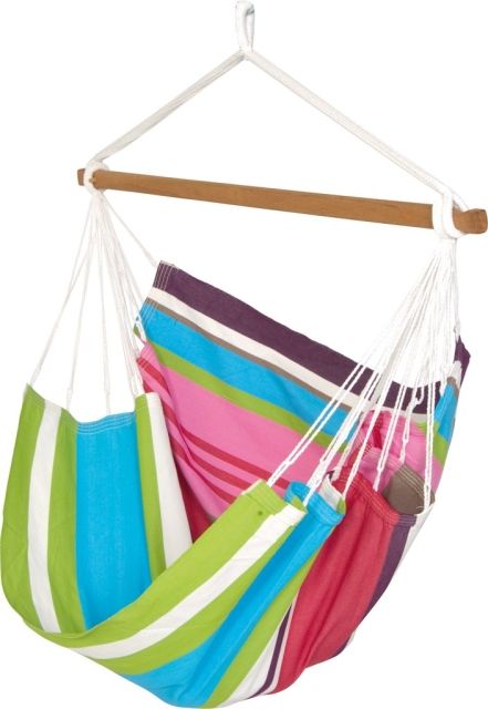 Grenada hanging chair - light grey green pink by Jobek - Germany JO-25625-OLD color multicolor