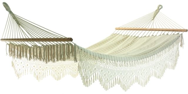 Paraguay - Spreader bar hammock made of ply yarn by Jobek - Germany JO-41026-OLD color natur / beige
