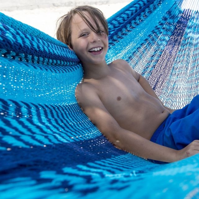 Mammut Caribe - hamac mexican extra puternic cu plasă albastru by MacaMex MA-00067 color blue