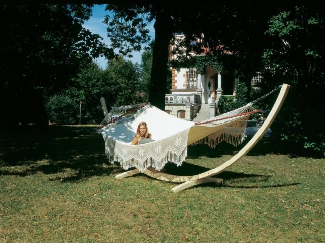 Deluxe Hammock combination Palacio with wooden stand Arcus by Amazonas AZ-4045000-AZ-1062100-OLD color natur / beige
