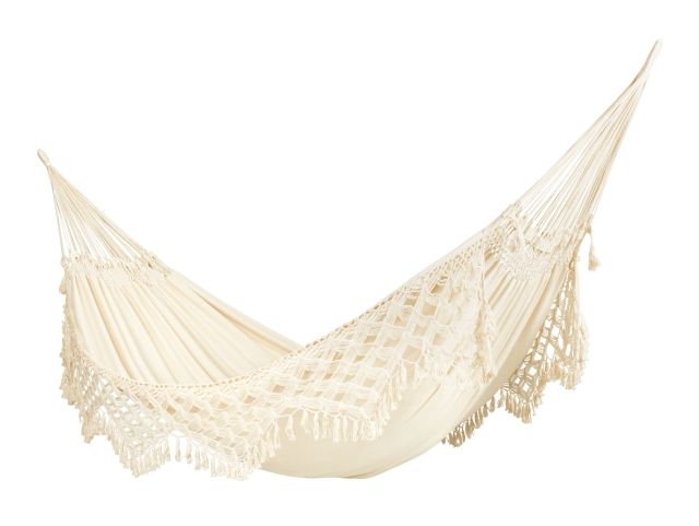 Bossanova Latte - hamac king-size cu macrameu din bumbac organic, alb natural by LaSiesta LS-BSH18-11 color natur / beige