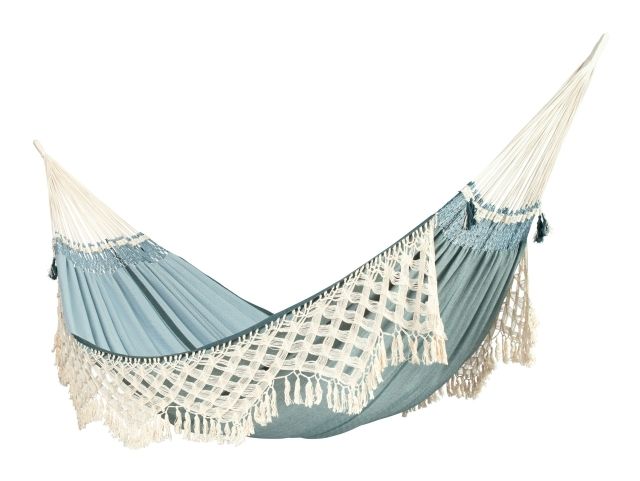Bossanova Fjord - hamac king-size cu macrameu din bumbac organic, verde by LaSiesta LS-BSH18-39 color green