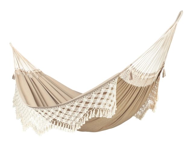 Bossanova Muscade - hamac king-size cu macrameu din bumbac organic, bej by LaSiesta LS-BSH18-61 color beige