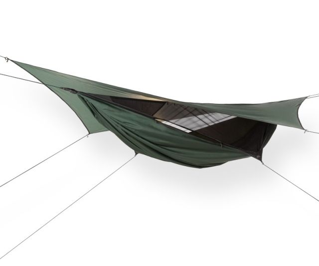 Hamac de călătorie Expedition Asym ZIP cu plasă de țânțari și prelată până la 183 cm înălțime by Hennessy Hammocks MA-02074 color green