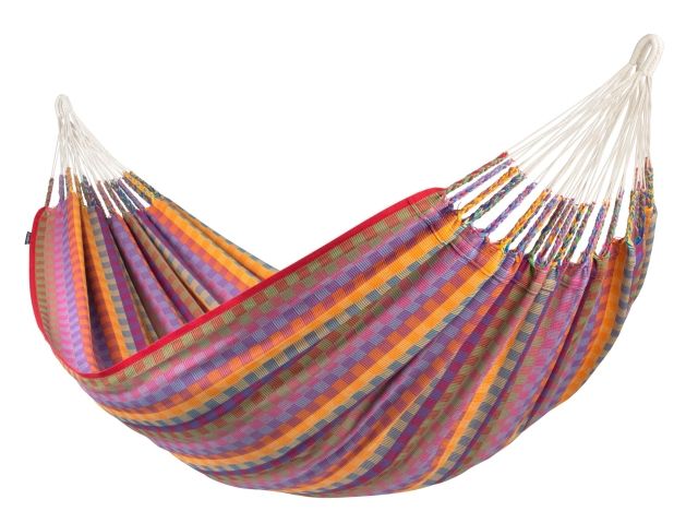 Flora Flowers - Hamac dublu din bumbac organic, roz by LaSiesta LS-FLH16-27 color multicolor