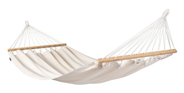 Florencia Latte hamac simplu cu bară de împrăștiere, din bumbac organic, alb natural by LaSiesta LS-FOR14-X1 color natur / beige