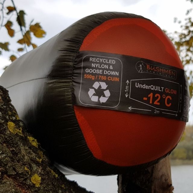 Underquilt GLOW™ -12 - Protecție împotriva frigului cu puf reciclat 140 cm lățime by Bushmen BU-1HAUNGL-12 color brown