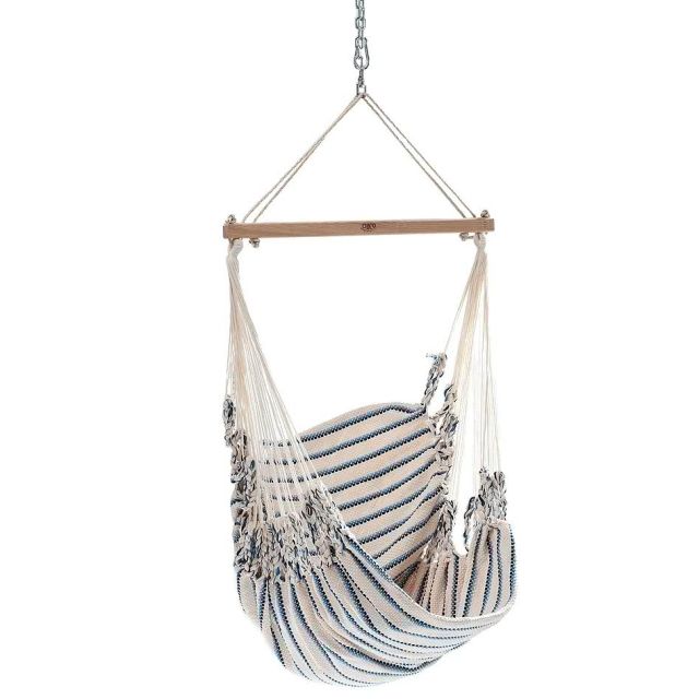 Chico Hammock Chair Cotton Including Swivel, Carabiner And Chain 3 White-Blue by Chico CI-3103 color blue