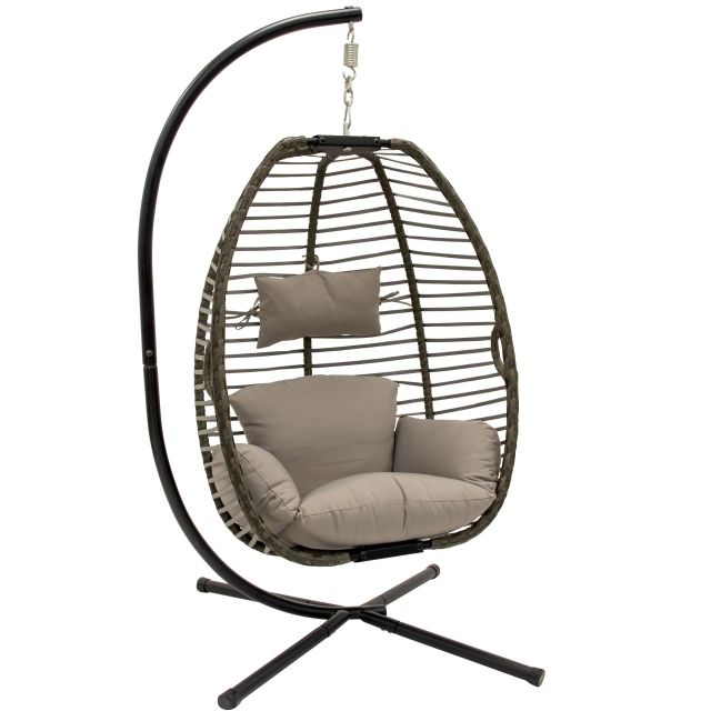 Nest Hanging Chair With Stand In Moonstone - grey by Vivere VI-NESTDFR-MS color grey/silver