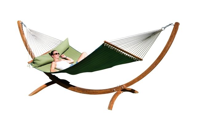 Hamac Siesta Grande Deluxe California verde smarald cu cadru din lemn de larice (certificat FSC™) by MacaMex MA-90623 color green