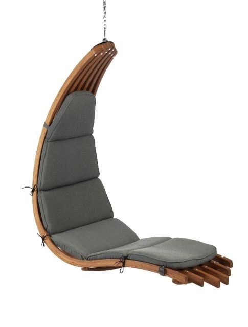 Wave wooden hanging chair Dralon grafit by Jag JA-054571-OLD color grey/silver