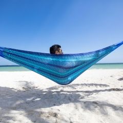 Hamac mexican net dublu întuneric și albastru deschis hamac dublu by MacaMex MA-00027 color blue