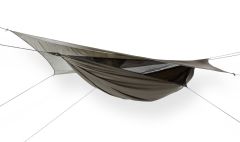 Explorer Asym Classic - Hamac de exterior cu plasă de țânțari și prelată, acces de jos până la 213 cm înălțime by Hennessy Hammocks MA-02009 color brown