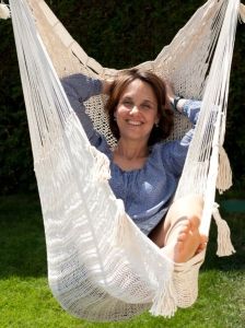 Mexican ochiurilor de plasă agățat scaun deluxe bumbac alb natural by MacaMex MA-10030 color natur / beige