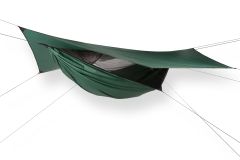 Hamac de exterior Safari Deluxe XXL Asym ZIP cu plasă de țânțari și prelată până la 213 cm înălțime și 159 kg by Hennessy Hammocks MA-02041 color green