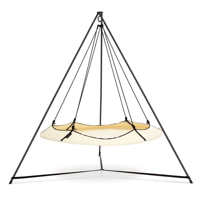 Set de pat suspendat negru și crem de culoare 1,8 m, cadru negru 2,4 m by Hangout Pod TI-HAT18BKNW color creme
