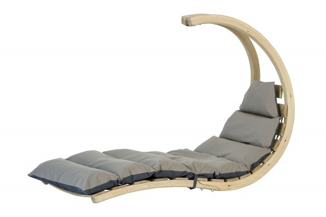 Swing Lounger șezlong de grădină din lemn antracit cu pernă by Amazonas AZ-2020400 color grey/silver