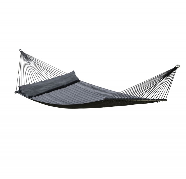 California Black - Hamac dublu cu stâlp dublu tapițat rezistent la intemperii (certificat FSC™) uni black by MacaMex MA-25404 color black