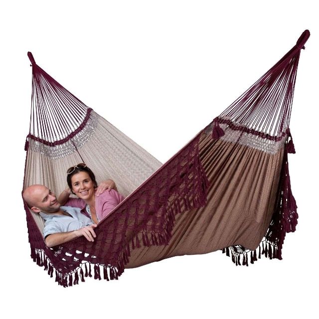 Brazilian Family Hammock BOSSANOVA bordeaux by La Siesta LS-BSH18-7 color natur / beige