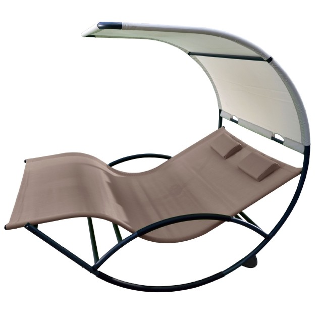 Double Chaise Rocker Aluminum - light and dark gray by Vivere VI-CHAISRKAL-CO color grey/silver