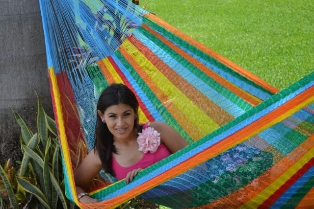 Hamac mexican cu plasă - Matrimonial Rainbow Plus MacaTex by MacaMex MA-00639 color multicolor