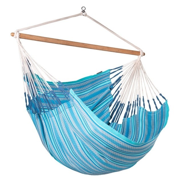 Habana Azure - Scaun suspendat Kingsize din bumbac organic albastru by La Siesta LS-HAL21-X3 color blue