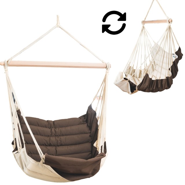 Scaun suspendat SoftChair Terra cu certificare FSC™, tapițat maro, rezistent la intemperii by MacaMex MA-11502 color brown