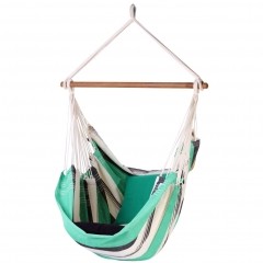 Fotoliu suspendat Relaxa Mint bumbac natural, turcoaz, gri by MacaMex MA-11401 color green